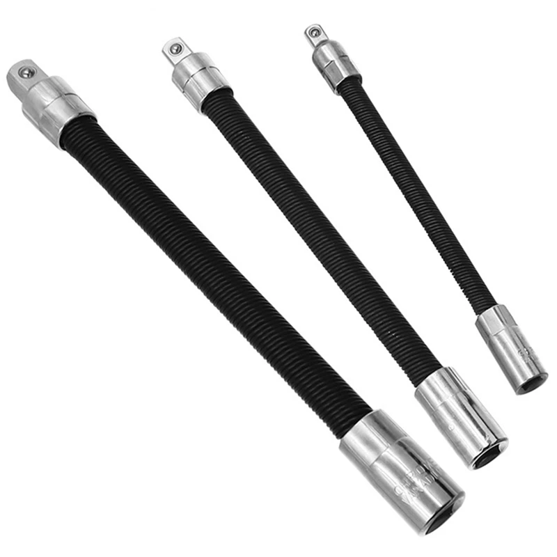 

3 Piece Set Kit Electric Wrench Elastic Connecting Rod Universal Flexible Shaft Quick Ratchet Wrench Spring Extension Rod