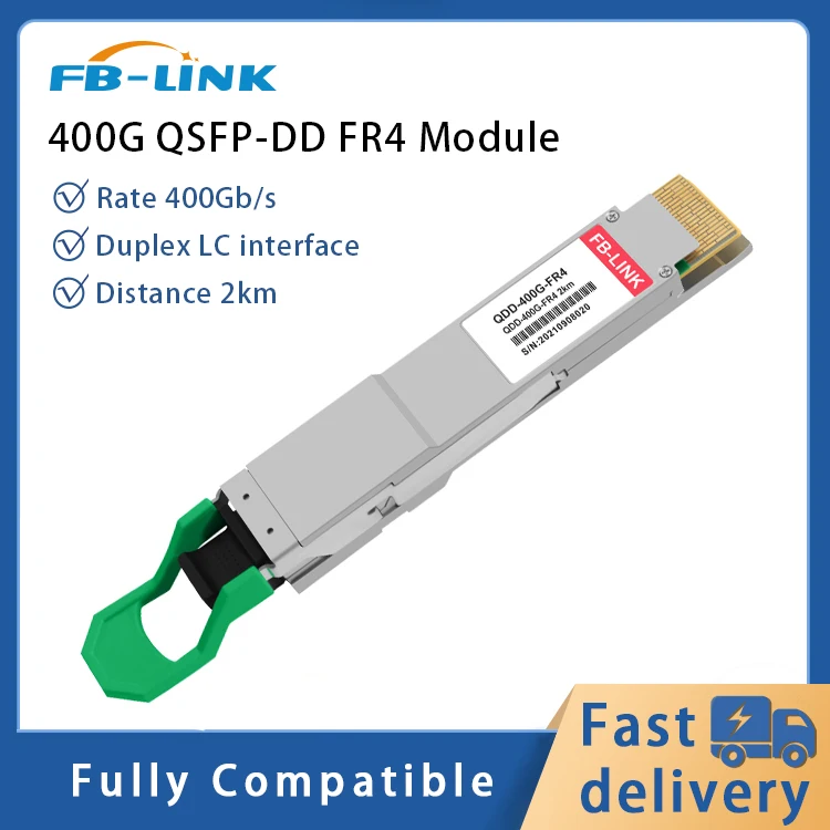 

FB-LINK 400G QSFP-DD Duplex LC SMF Transceiver Module CWDM 2KM FR4 compatible with Cisco、 juniper、Huawei、Mellanox、NVIDIA etc.