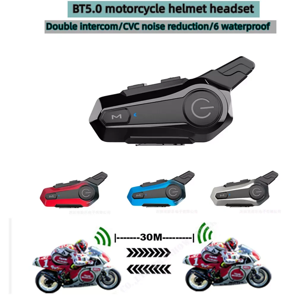 

NEW2023 Motor Intercom Bluetooth 5.0 Helmet Headsets Waterproof Wireless Handsfree Call 30M Motorcycle Intercomunicador