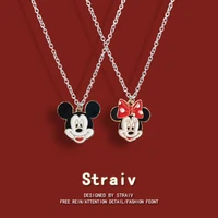 disney mickey necklace cute minnie pendant couple clavicle chain send girlfriends temperament net red jewelry