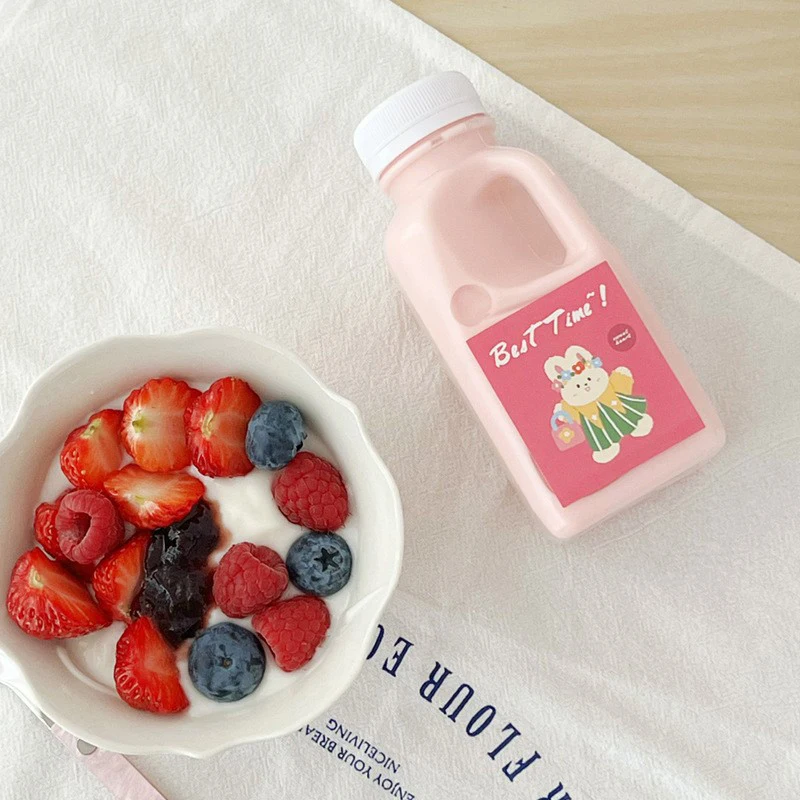 Прозрачная Детская Бутылка Для Воды Пластиковая Сока Молока С Крышкой Походная