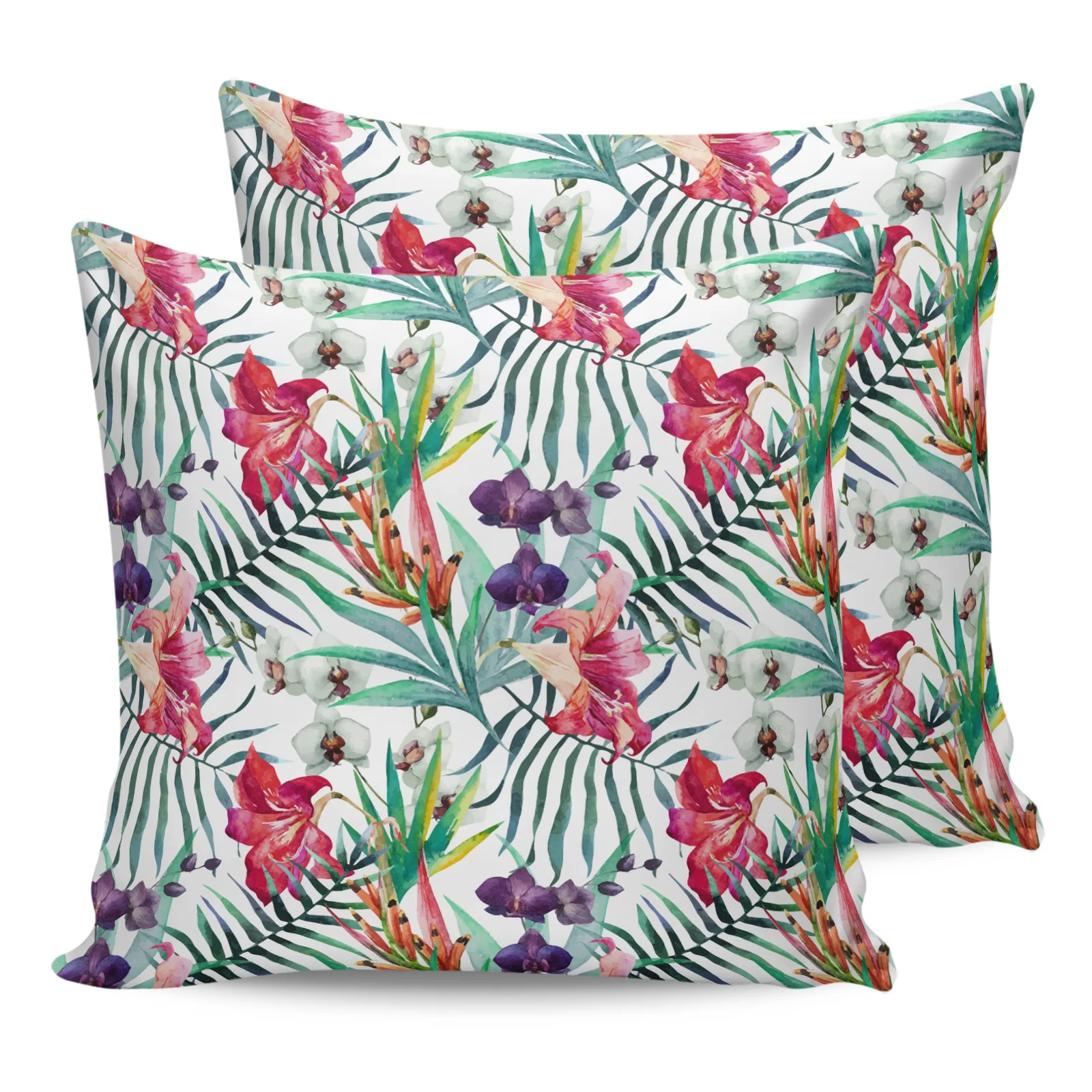 

2PCS Pillowcases Tropical Plant Leaf Flower Cushion Cover Home Bedding Living Room Decorative Couch Throw Pillow Case