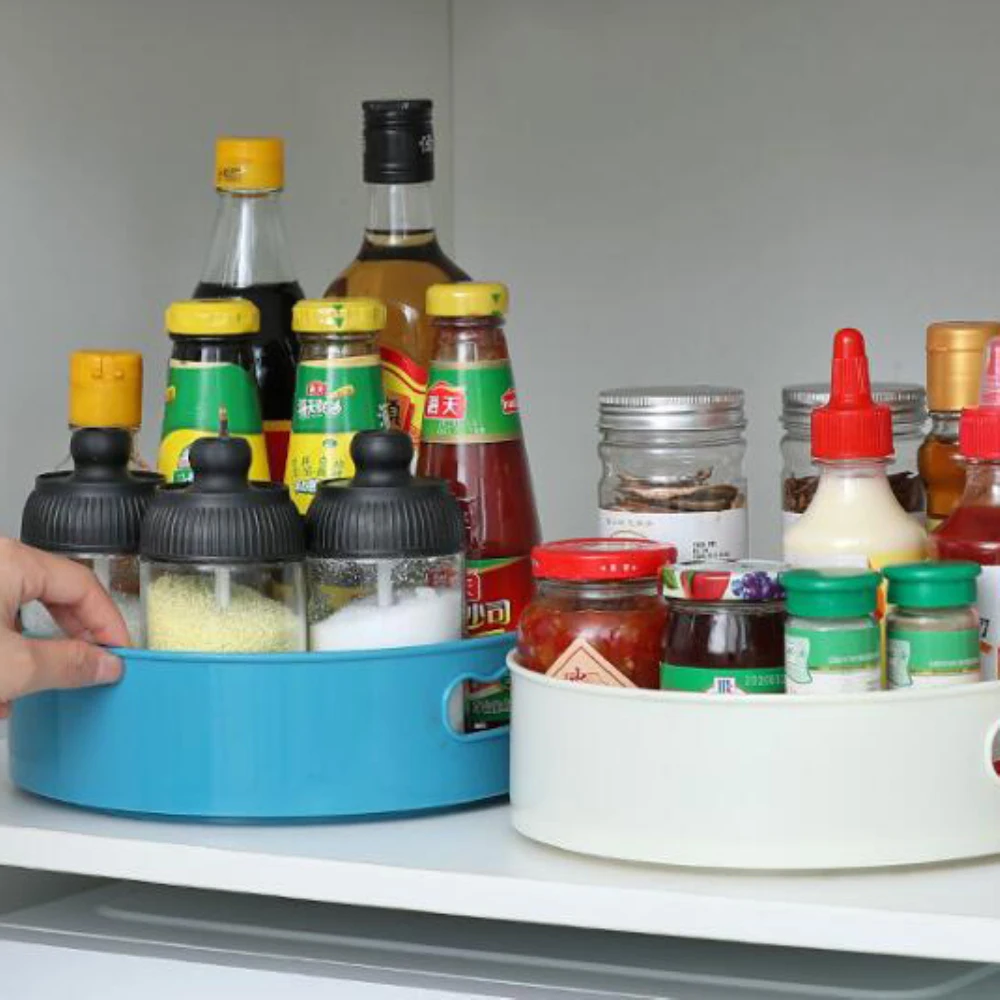 

Rotating Tray Turntable Storage Plate Kitchen Organizer Storage Containers For Spice Jar Food Snack Tray Non Slip Organizer