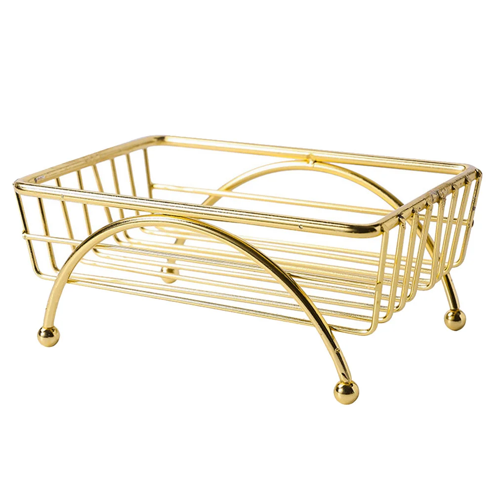 

Laundry Soap Storage Holder Soap Draining Iron Tray Bathroom Supplies (Golden)