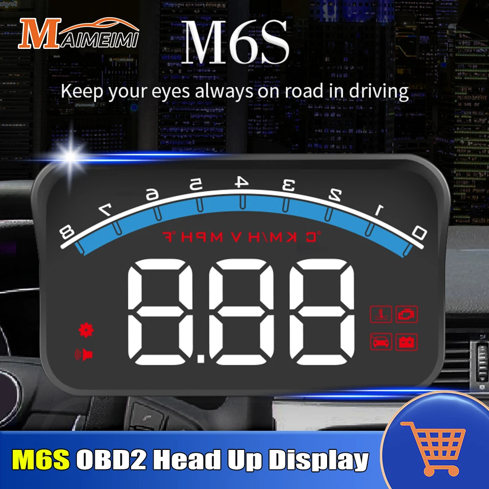 

M6S OBD2 HUD цифровой автомобильный проекционный дисплей проектор на лобовом стекле спидометр температура воды напряжение автоаксессуары бортовой компьютер