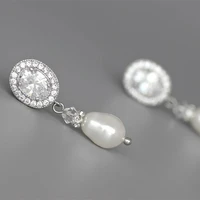 elegant 925 silver needle water drop imitation pearl dangle earrings for women engagement wedding party fashion jewelry earrings