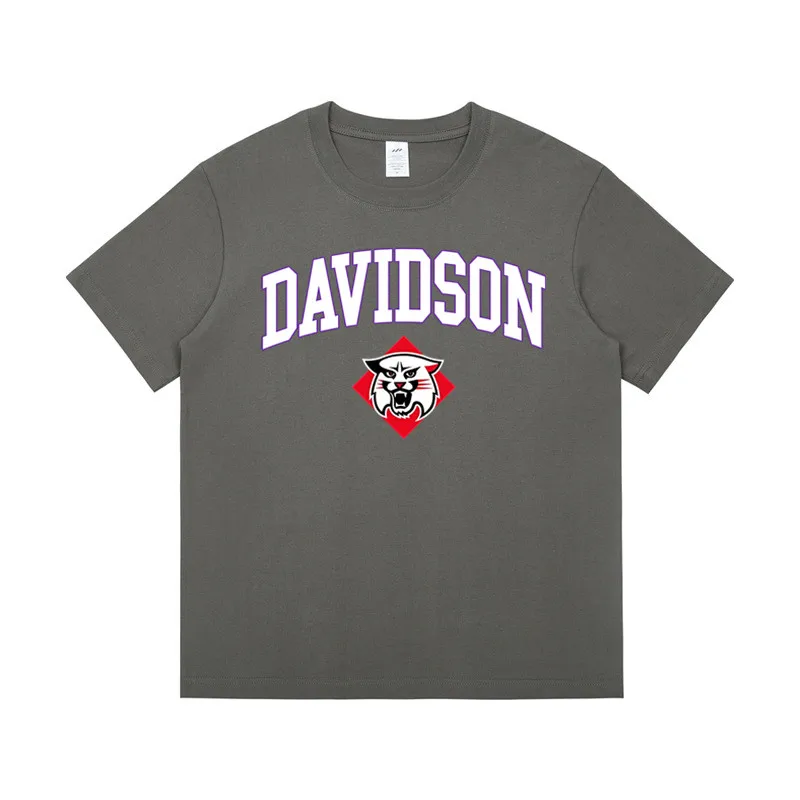 

Summer Men's T-Shirts Davidsons college 230gsm Thick Cotton Women T-shirt Summer Casual Short Sleeve tshirt Mens Streetwear Tees