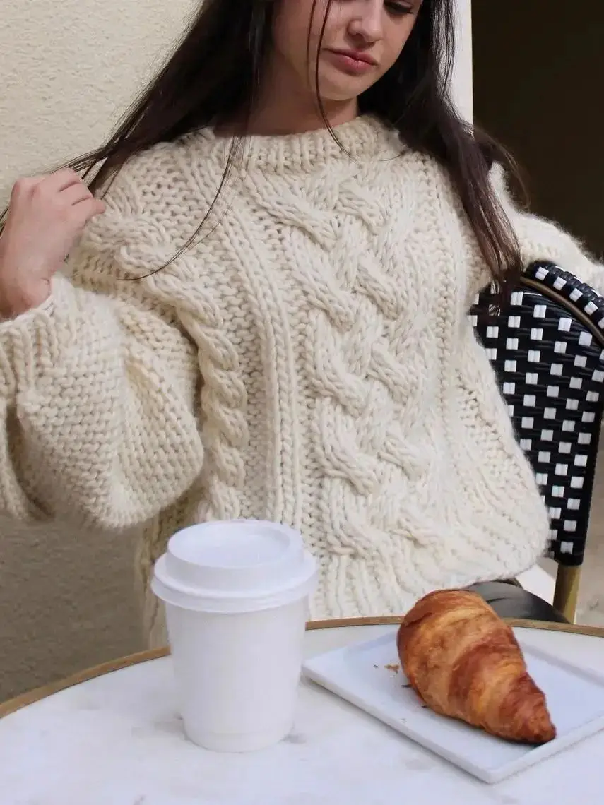 Весенняя одежда женские вязаные свитера из чистой шерсти пуловеры с большим