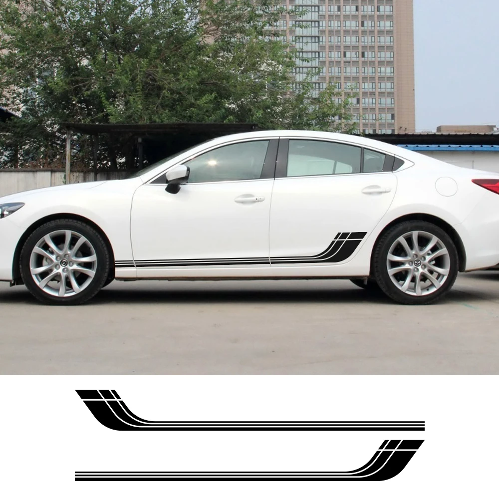 

2PCS Car Door Side Cover Sport Racing Sticker For Mazda Atenza 3 Automobile Long Stripe Decal Vinyl Film Tuning Accessories