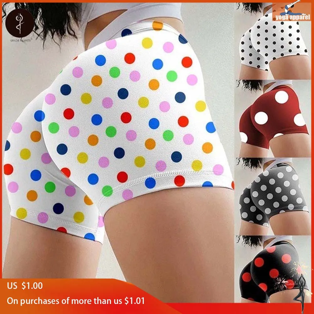 

2022 New Women's Quick-drying Shorts Polka Dot Printing Yoga Pants Leisure Sports Shorts Women Running Shorts Gym Shorts