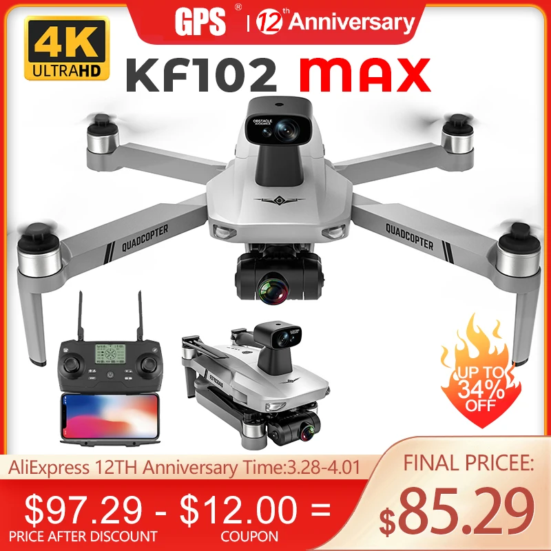 

KF102 GPS Profesional Drone 6K 8K HD Camera 2-Axis Gimbal Anti-Shake Photography Brushless Foldable Quadcopter RC Distance 1200M