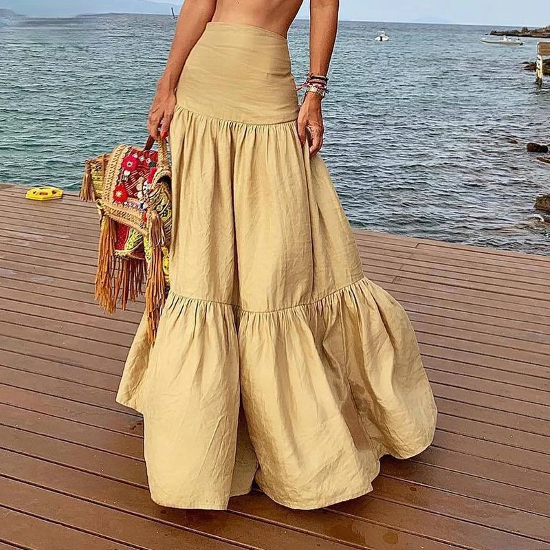 

Temperament High Waist Big Swing Skirt Women's Clothing 2021 Spring and Summer New Multi-layer Splicing Sweet Long Skirt Female