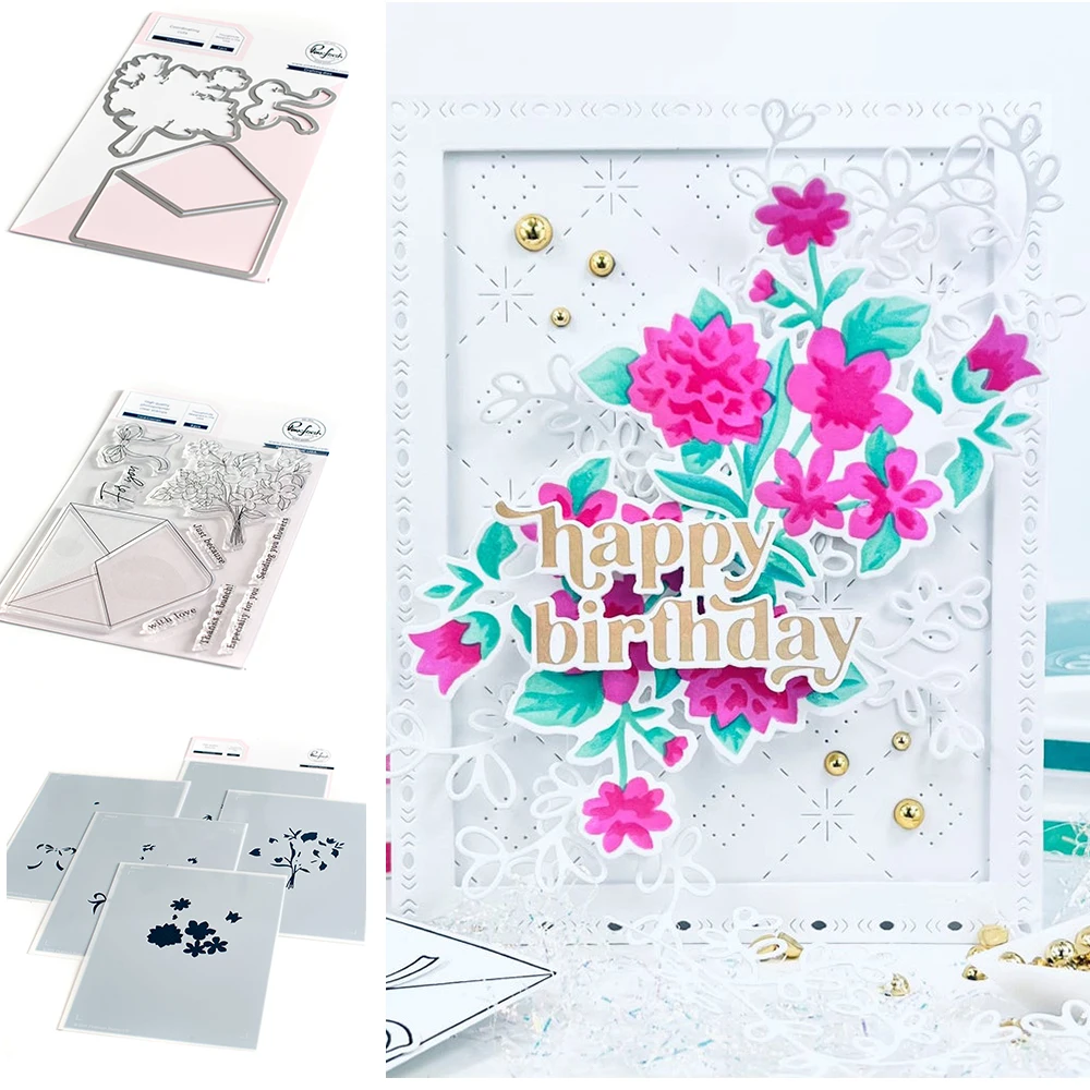 

Floral Envelope Metal Cutting Dies And Stamps Scrapbook Diary Decoration Embossing Template DIY Greeting Card Handmade 2022