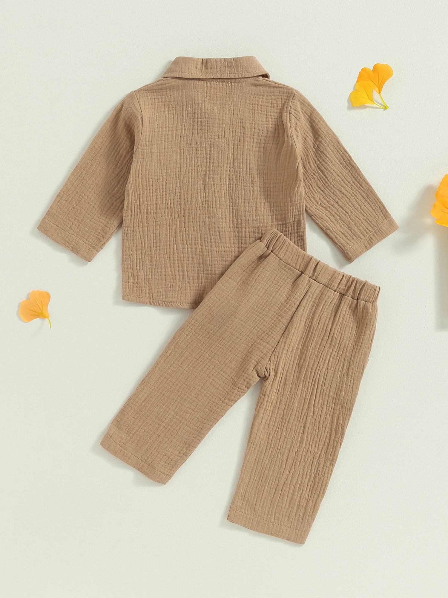 

2Pcs Baby Girl Winter Outfits Long Sleeve Button Down Lapel Shirt Pants Set Toddler Clothes
