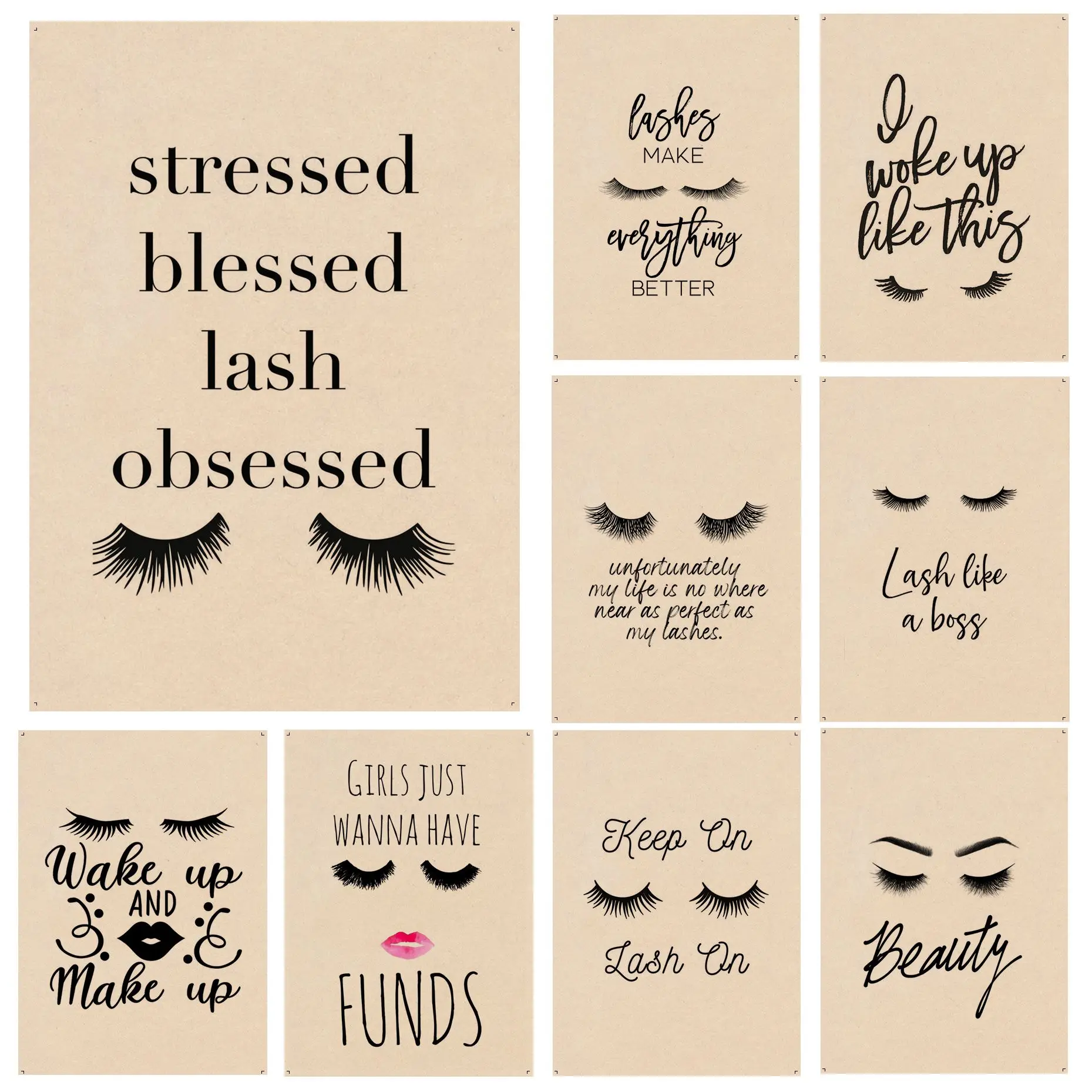 

Eyelash Abstract Art DIY poster Kraft Paper Sticker Home Bar Cafe Room Wall Decor