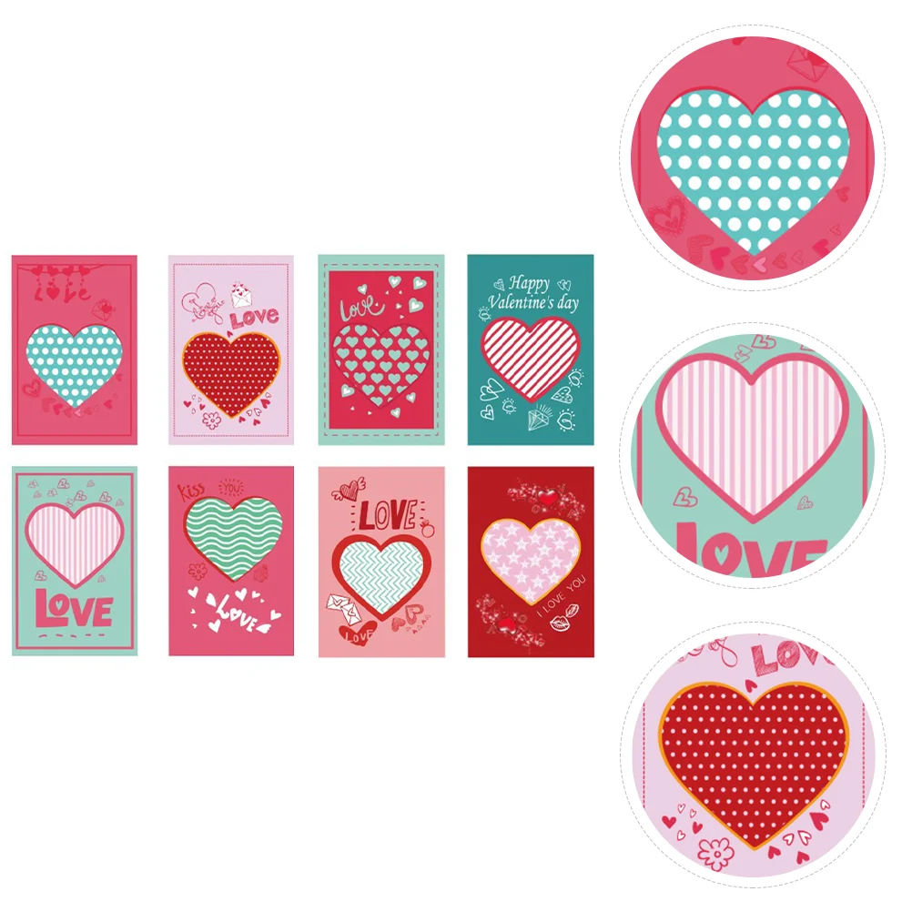

8pcs Blessing Cards Heart Pattern Gifts Cards Valentine's Day Gift Cards Greeting Cards Wedding Greeting Cards