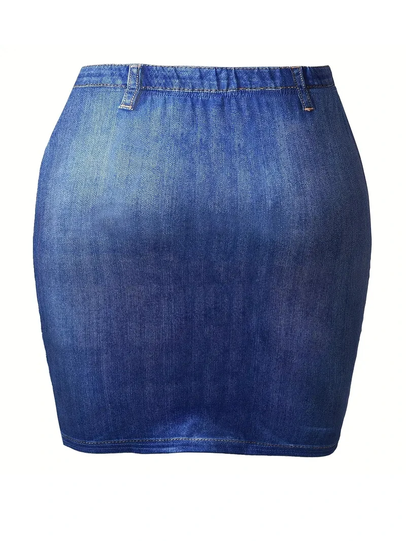 Летняя повседневная женская юбка с имитацией джинсовой ткани бабочкой