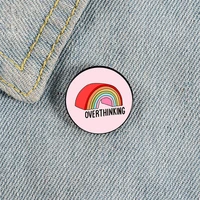 overthinking printed pin custom funny brooches shirt lapel bag cute badge cartoon cute jewelry gift for lover girl friends