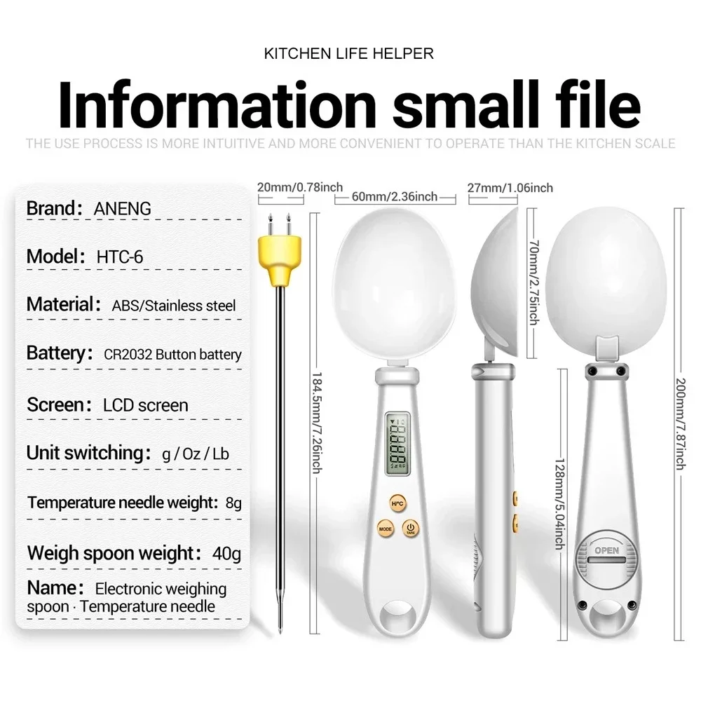 Цифровые Кухонные Весы 2-в-1 С Жк-экраном Для Измерения Муки И Ложки Мини-весы Еды