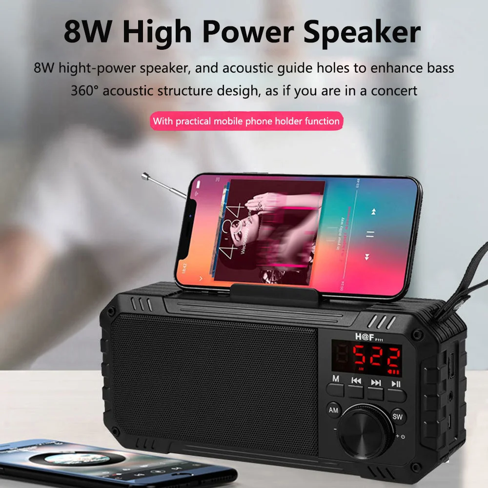 

Беспроводная Bluetooth-колонка, FM / AM / SW радио, портативная, уличная, полночастотная, машина, карта, U-диск, басовый динамик