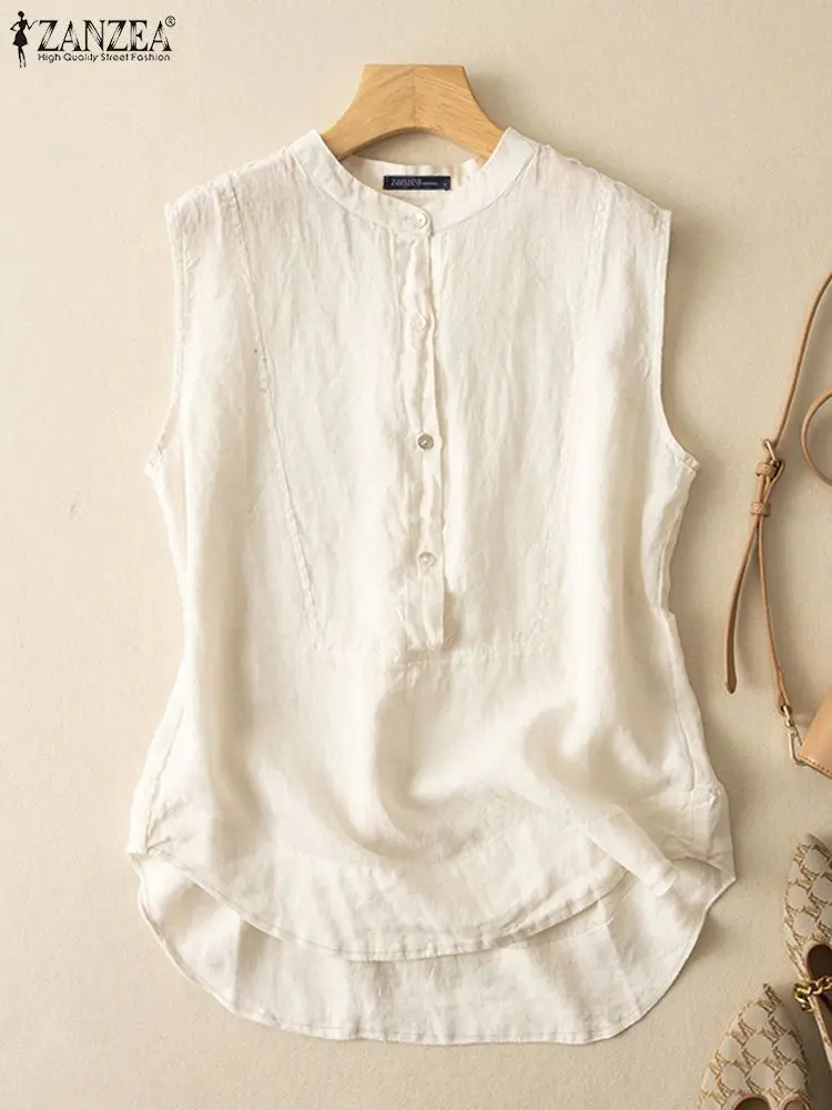 Женская хлопковая блузка без рукавов ZANZEA | AliExpress