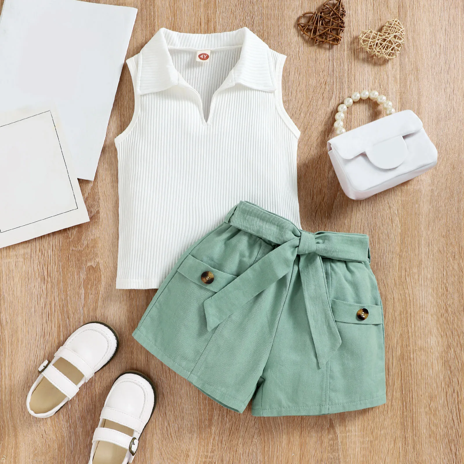 

Summer Toddler Girls Sleeveless Ribbed Vest Tops And Shorts Outfit Baby Clothes 6 Month Girl Clothes