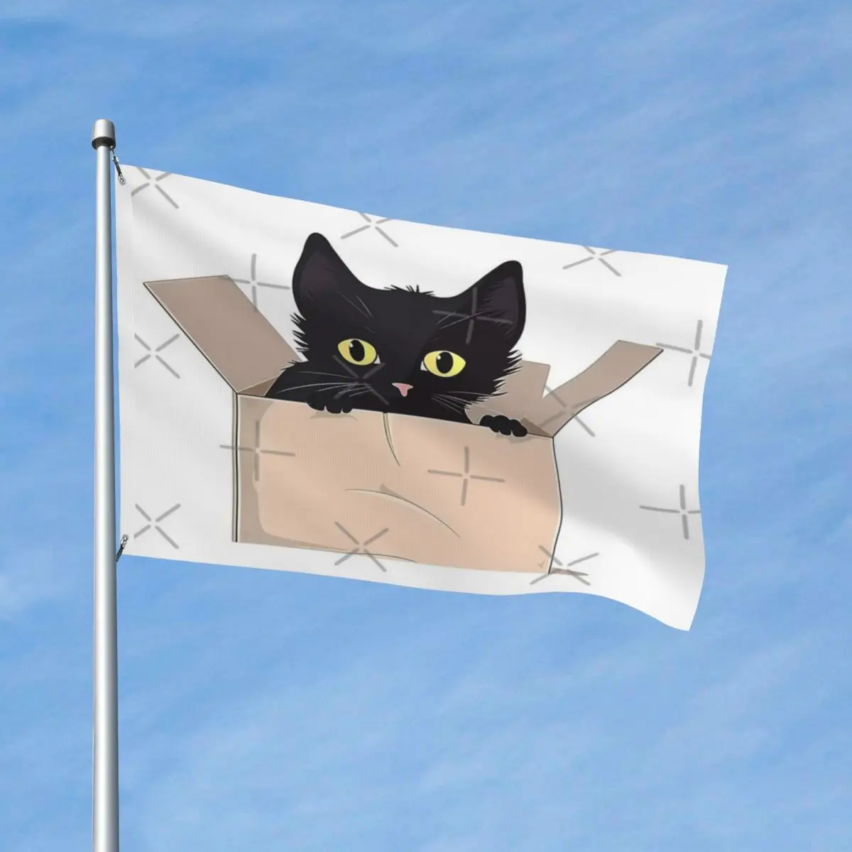 

Черный кот прячется в коробке фотообои современные декоративные яркие цвета мягкая ткань легкий без запаха настраиваемый