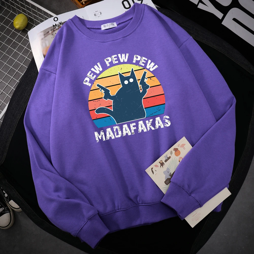 

Pew Pew Madafaks Cat Printed Sweatshirt For MenHarajuku Breathable Hoody Fashion Big Size Hoodies Autumn Fleece Tops Women