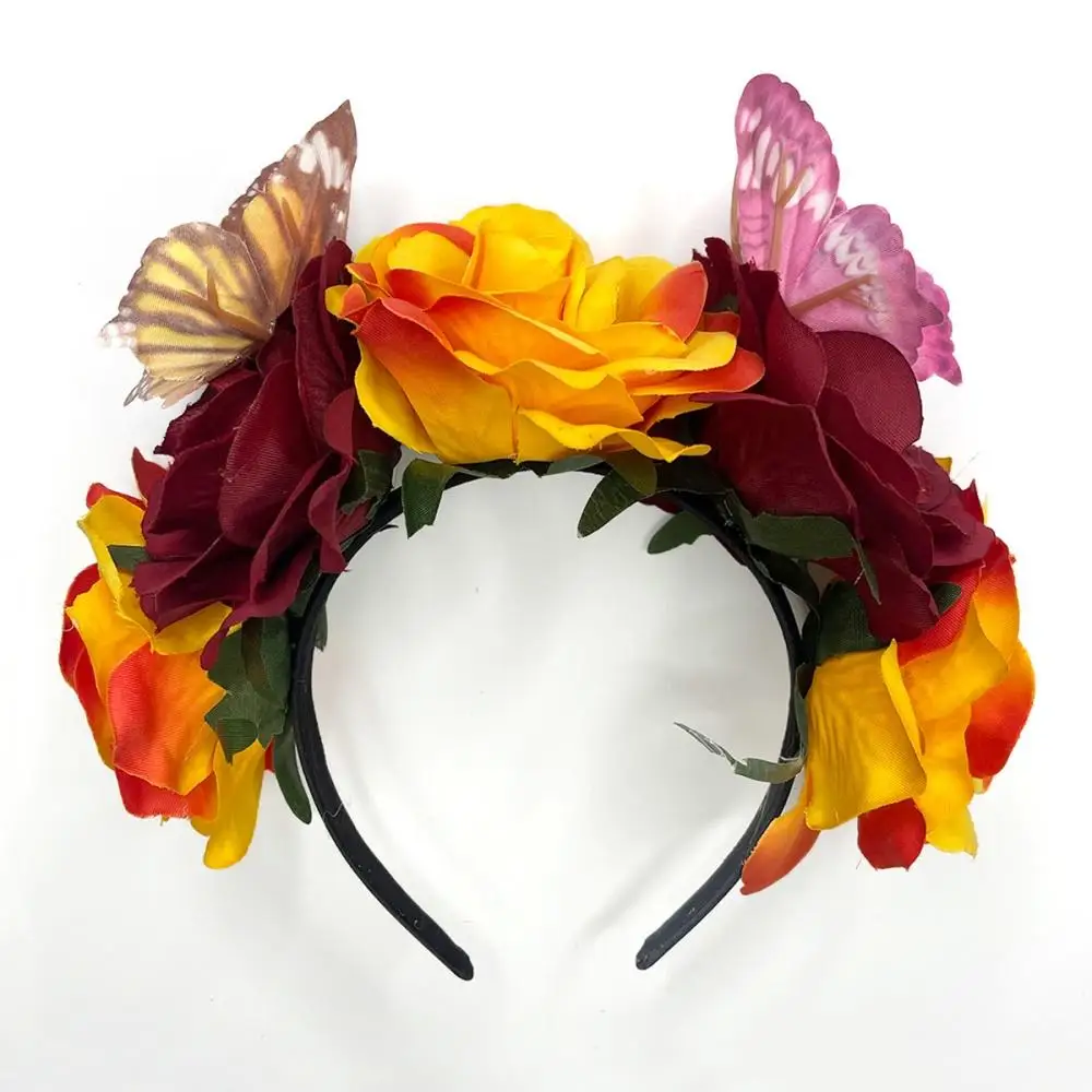 Черная повязка на голову с розой для Хэллоуина