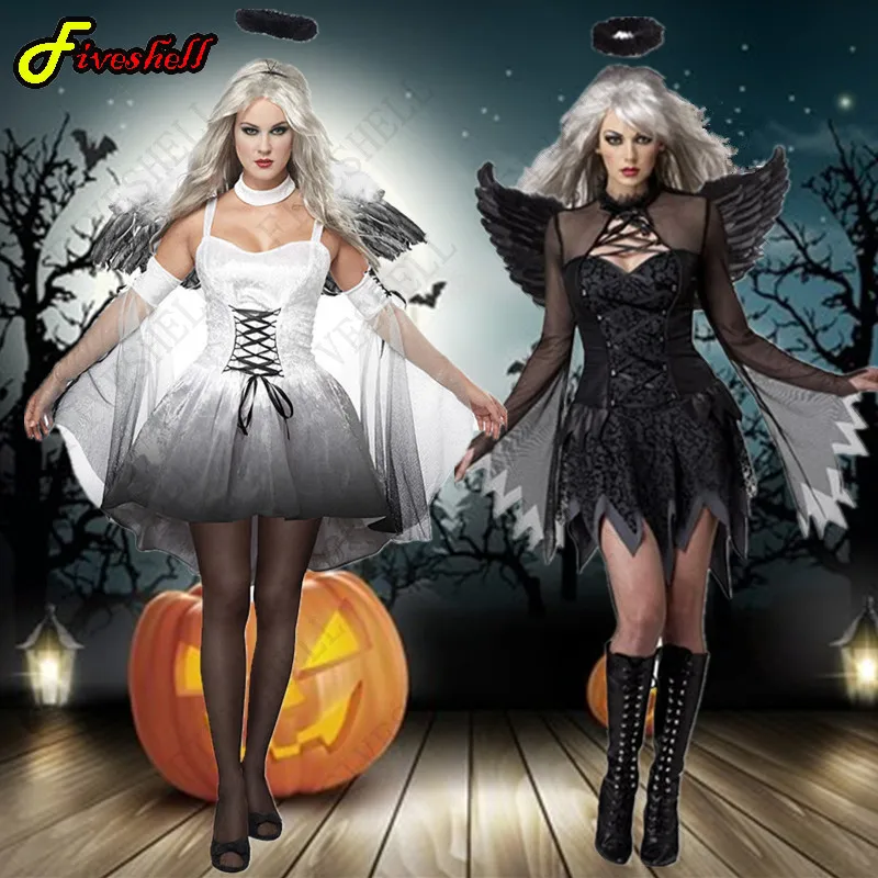 

Halloween Costume for Adult Women Sexy Dark Angel Cosplay Costume Carnival Performances Costume Women Vampire Ghost Bride Devil