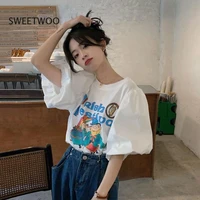 loose aesthetic aesthetic t shirt womens t shirt summer tops short sleeve casual pulovers graphic fashion clothes korean white