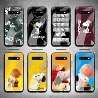 cartoon snoopy phone case tempered glass for samsung s20 plus s7 s8 s9 s10 note 8 9 10 plus