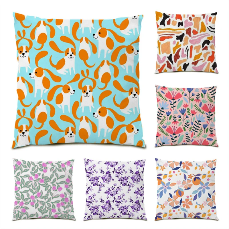 

Flower Leaves Pattern Sofas for Living Room Velvet Decoration Home Decor 45x45 Cushions Covers Polyester Linen Leaf Floral E0565