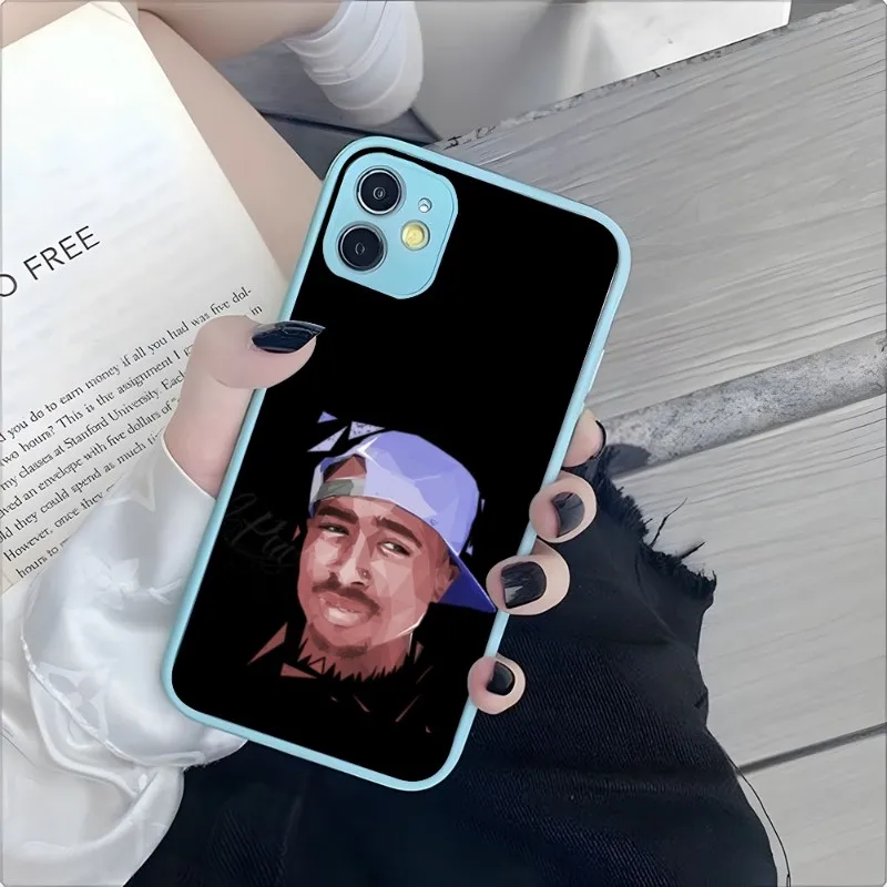 Чехол для телефона Rapper 2pac Singer Tupac светло-фиолетовый и светло-голубой Iphone 14 Pro Max 13