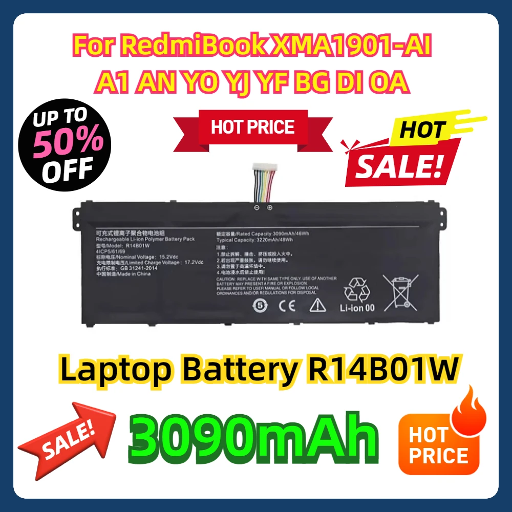 Для RedmiBook XMA1901-AI A1 AN YO YJ YF BG DI OA аккумулятор для ноутбука R14B01W 3090 мАч