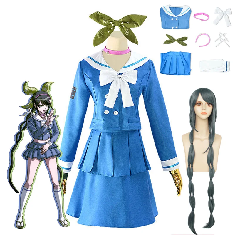 Danganronpa V3 Killing Chabashira Tenko костюмы для косплея женская синяя школьная форма наряд