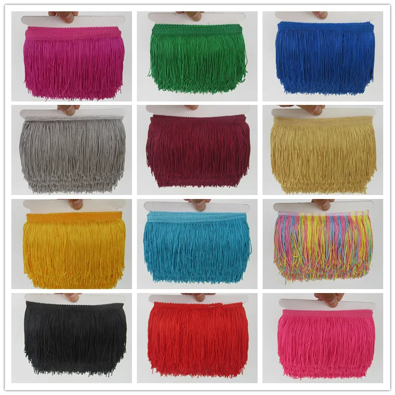 Wholesale 1yard/lot 10cm Polyester Tassel Fringe Lace Trimming Latin Dance Clothing Accessories DIY Curtain Decoration