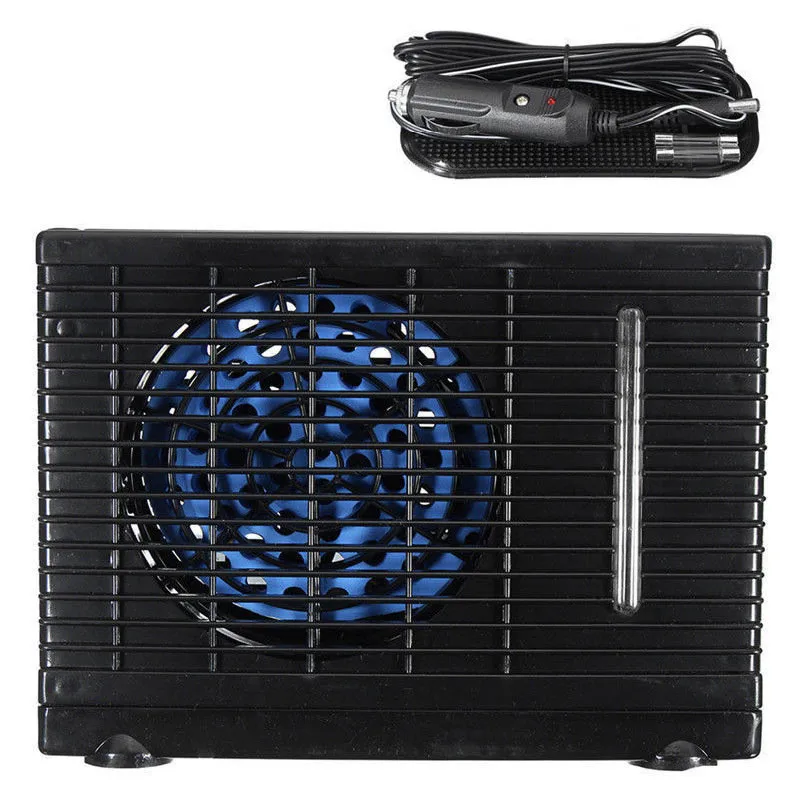 Portable Car Cooler Fan Air Conditioner Vehicle Electronic Air Cooler Cooling Fan 12V/24V Black Adjustable Water Ice Evaporative