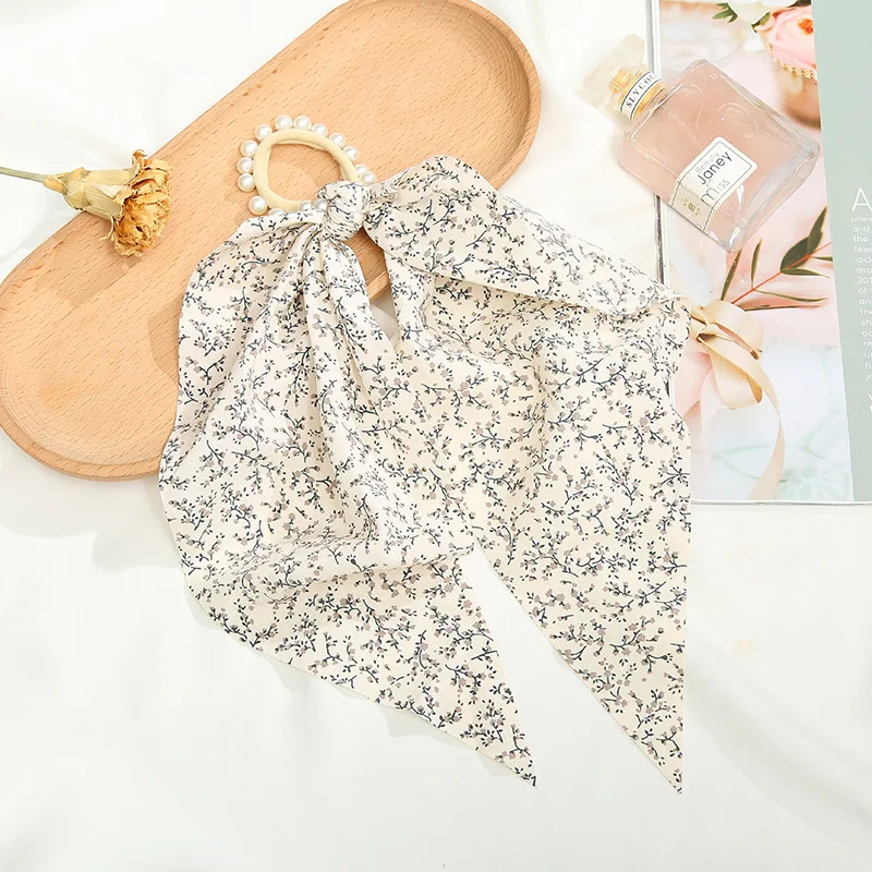 Винтажная мягкая и удобная резинка для волос Yanwenx с цветочным принтом шарф-бант