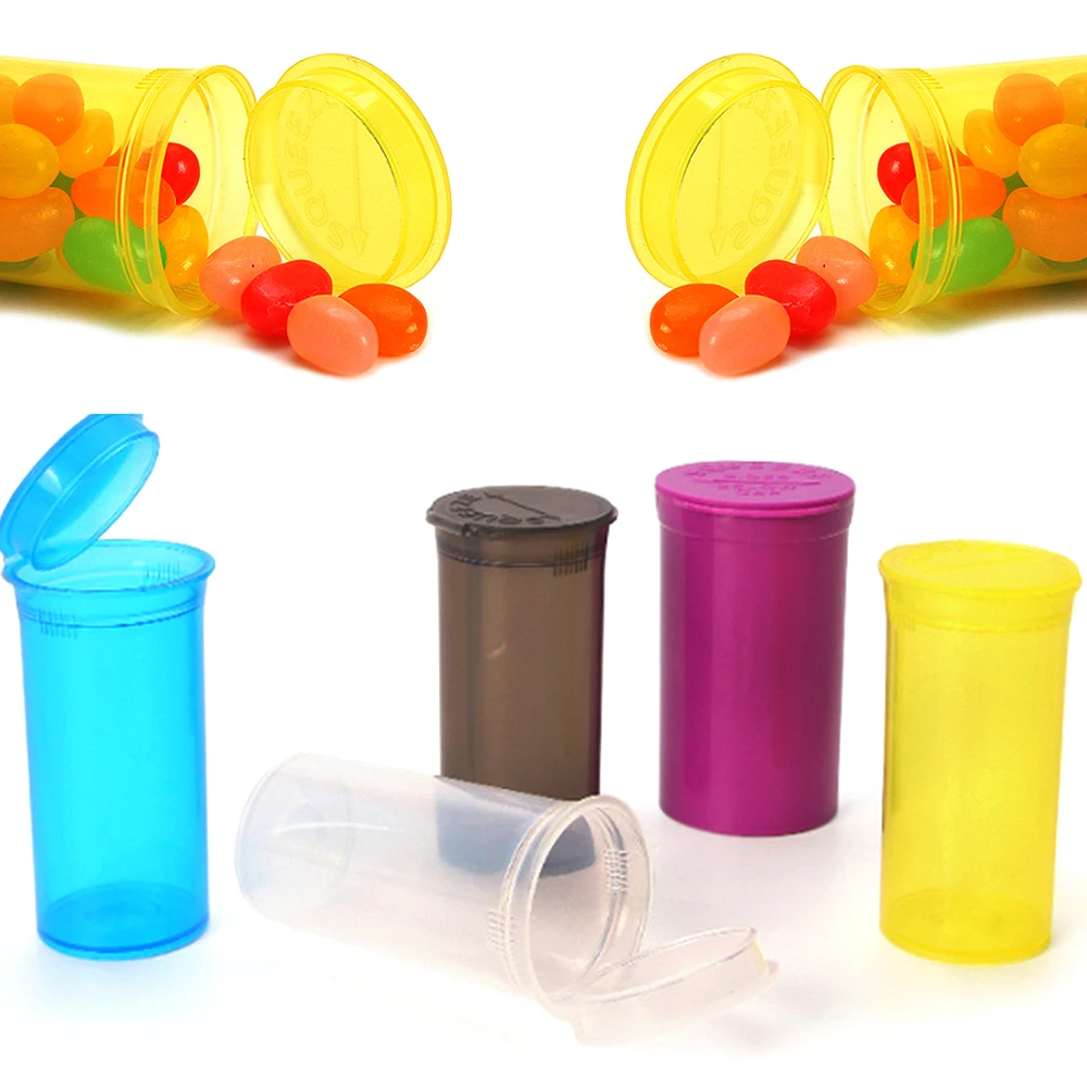 

100pcs Moisture Pop Top Bottle Pill Box 80ml Proof Squeeze Storage Case Stash Jar Spice Container Travel Smoking Accessories