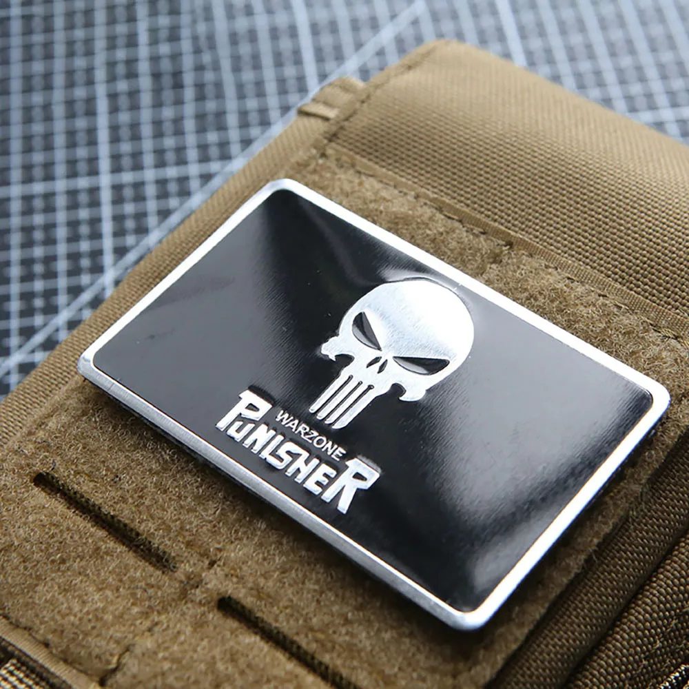 

3D Metal Punisher Skull Patches for Clothing Tactical Morale Badge on Backpack Hat Hook and Loop Patch Military Armband Sticker