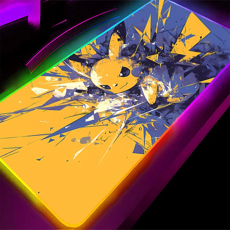 Фото Большой коврик для мыши RGB P-Pokemon Pikachu 90x40 см, для ПК, для киберспорта, с подсветкой, для ноутбука, компьютера, клавиатуры, светодиодный коврик для мыши XXL №4