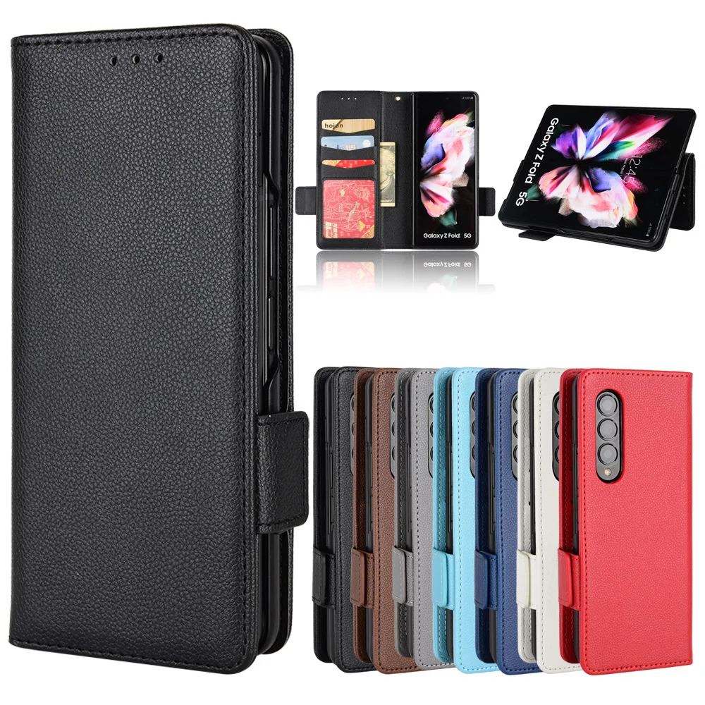 

1pcs/Lot Wallet Lychee Premium Leather Case For Samsung Galaxy Z Fold 4 3