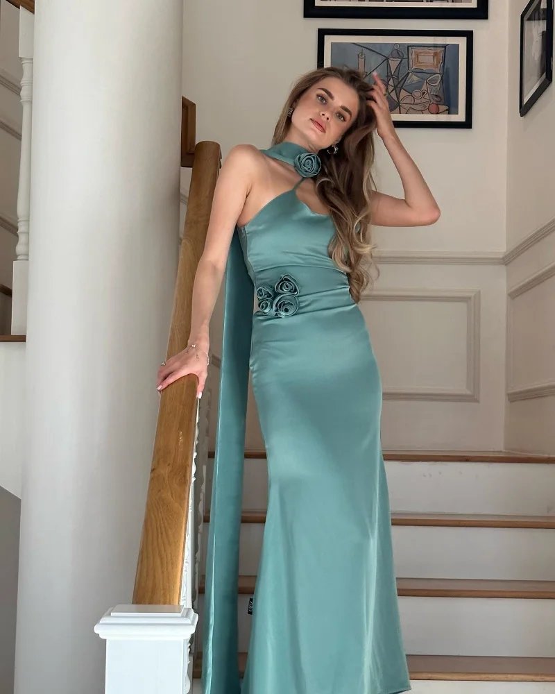 Вечернее платье Epoch элегантное прямое с лямкой на шее Элегантное коктейльное для