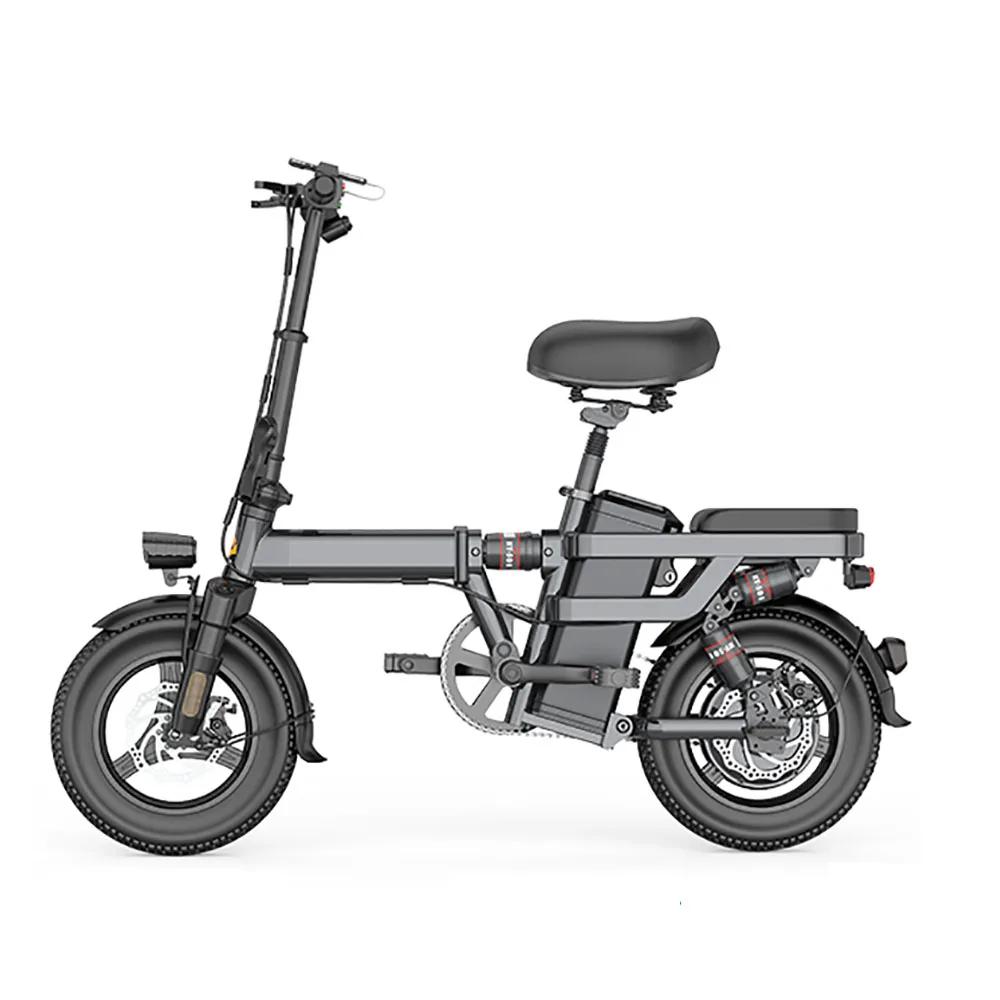 

14-дюймовый литиевая батарея электрического велосипеда электрический велосипед, высокоскоростной бесщеточный двигатель, каркас из углеродистой стали, двойной дисковый тормоз