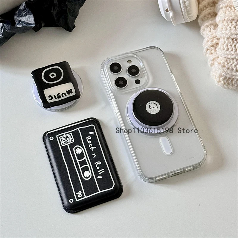 Фото Корейский милый Walkman для Magsafe, магнитный чехол для телефона Griptok Grip Tok, подставка для iPhone 16, складной чехол для беспроводной зарядки, кольцо-держатель №2