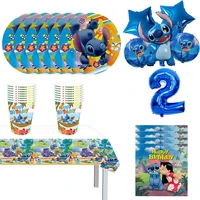 disney lilo and stitch birthday party decoration kids disposable tableware plate cup tablecloth balloons baby shower supplies