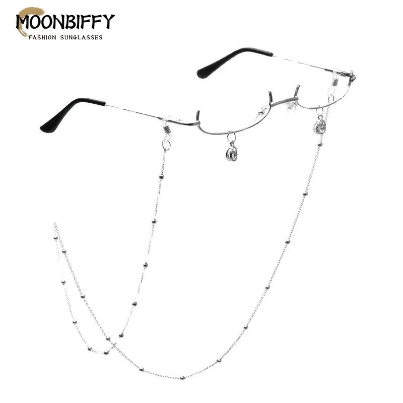 

Retro Half Frame Glasses Fashion Water Drop Chain Pendant Decoration Eyeglasses Frame No Lens Men Women Eyeglasses Face Decor