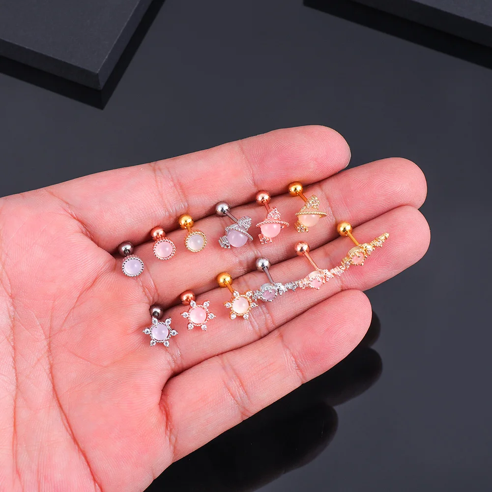 

Small Earrings Korea Helix Piercing Stud Earrings Rhinestones Copper Colorful Earrings For Women Jewelry-accessories For Girls