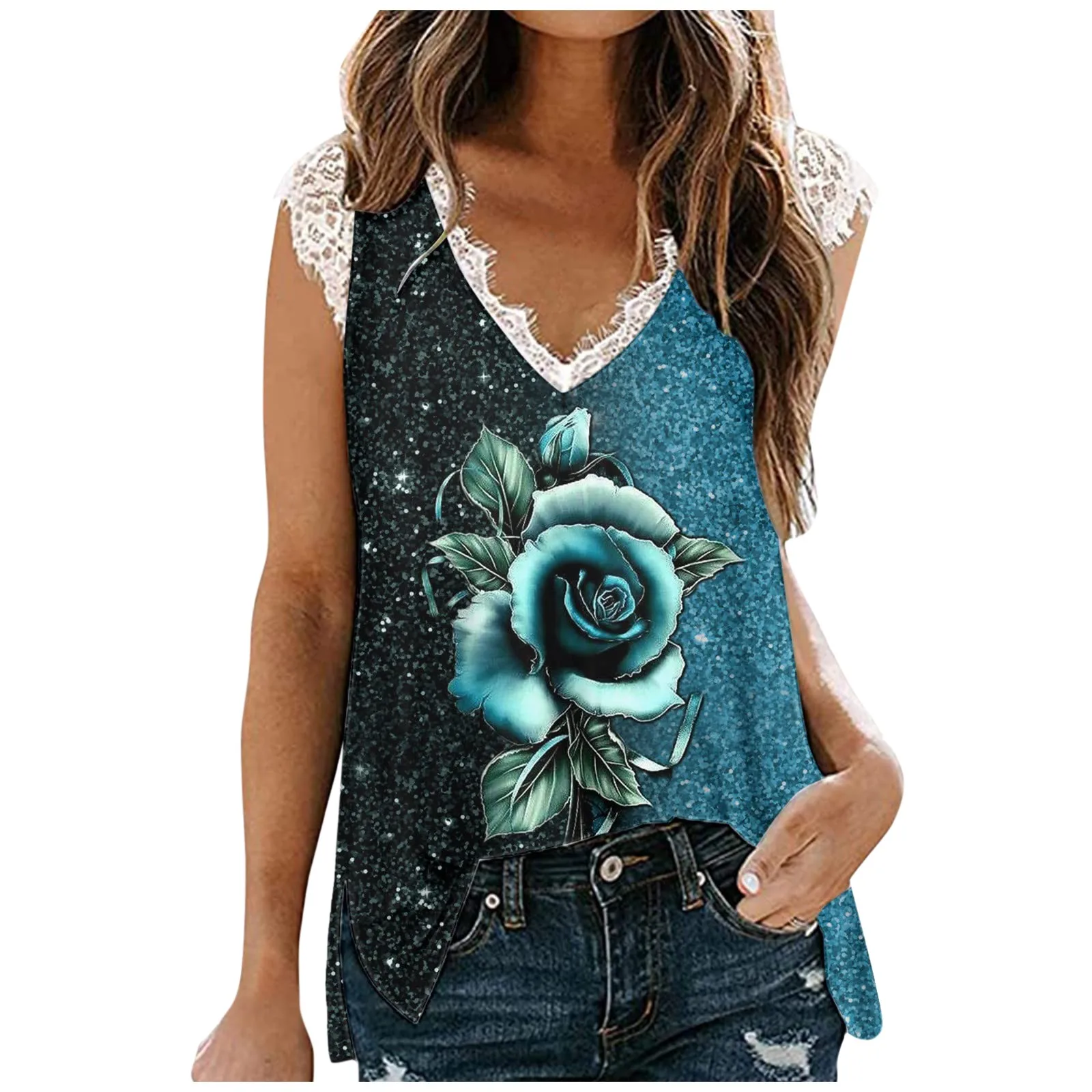 

Женский кружевной пуловер с V-образным вырезом и коротким рукавом